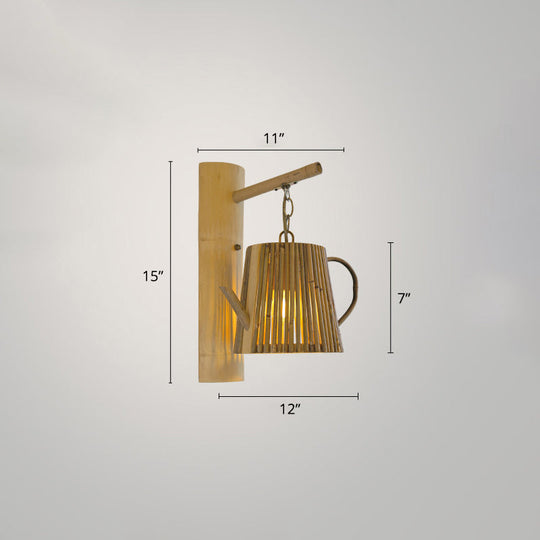 Chinese Style Bamboo Wall Light Single Restaurant Hanging Lamp Beige