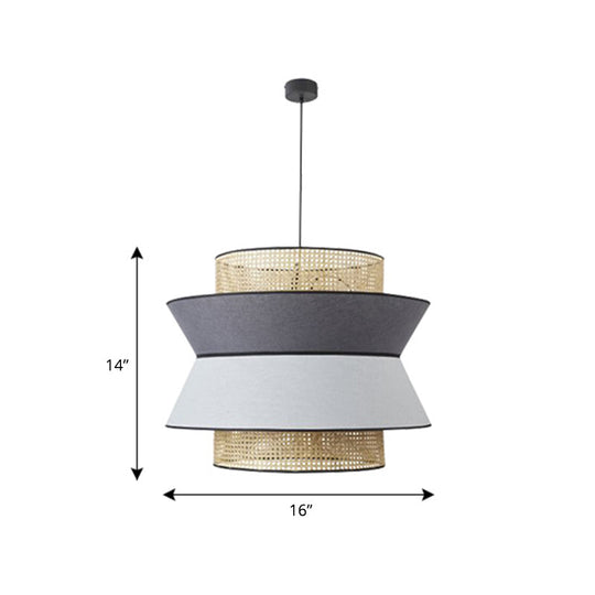 Hollowed-Out Nordic Bamboo Suspension Lamp For Dining Room - 1-Light Fixture