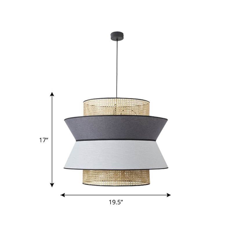 Hollowed-Out Nordic Bamboo Suspension Lamp For Dining Room - 1-Light Fixture