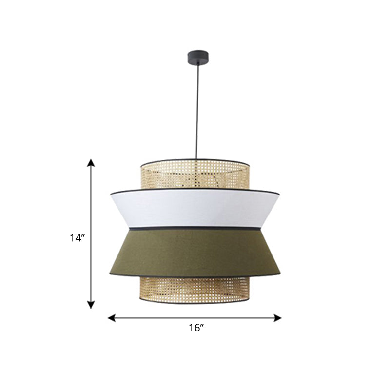 Hollowed-Out Nordic Bamboo Suspension Lamp For Dining Room - 1-Light Fixture Khaki / 16