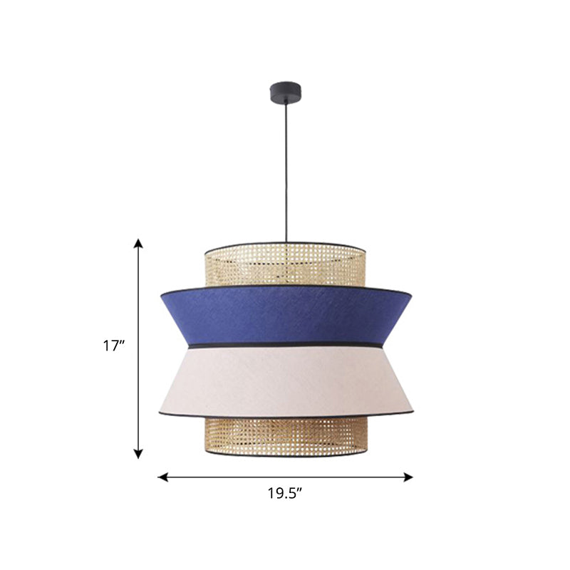 Hollowed-Out Nordic Bamboo Suspension Lamp For Dining Room - 1-Light Fixture Blue / 19.5