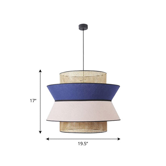 Hollowed-Out Nordic Bamboo Suspension Lamp For Dining Room - 1-Light Fixture Blue / 19.5