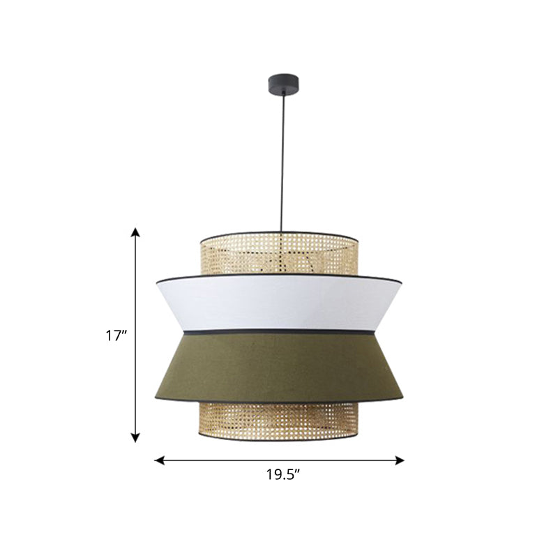 Hollowed-Out Nordic Bamboo Suspension Lamp For Dining Room - 1-Light Fixture Khaki / 19.5