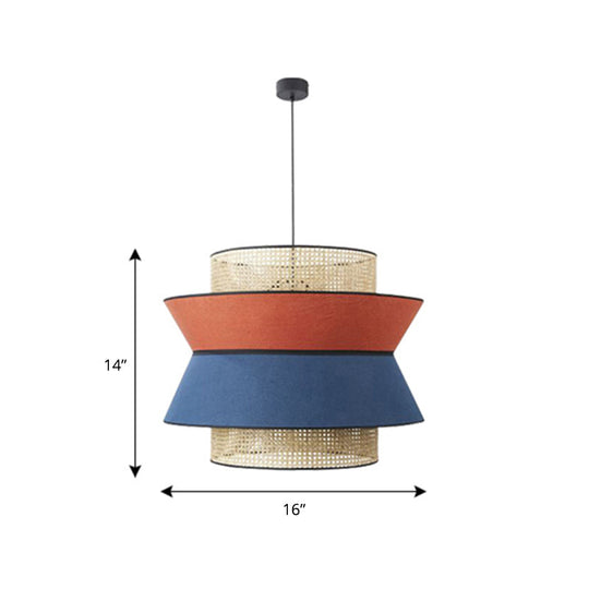 Hollowed-Out Nordic Bamboo Suspension Lamp For Dining Room - 1-Light Fixture