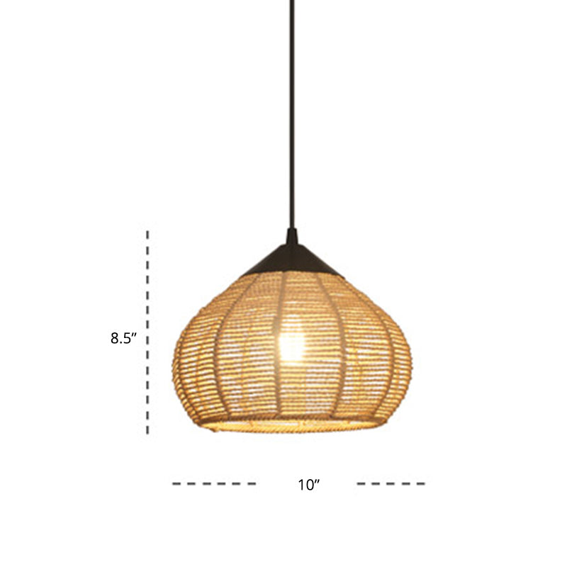 Waterdrop Pendant Light With Minimalist Design And Hemp Rope - Ideal For Bedside Lighting Black /