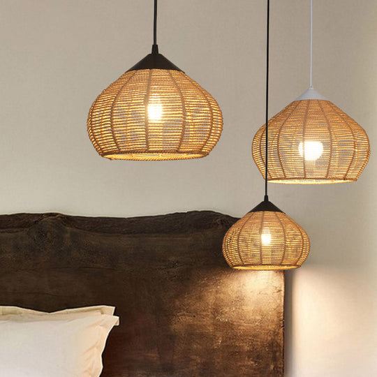 Waterdrop Pendant Light With Minimalist Design And Hemp Rope - Ideal For Bedside Lighting