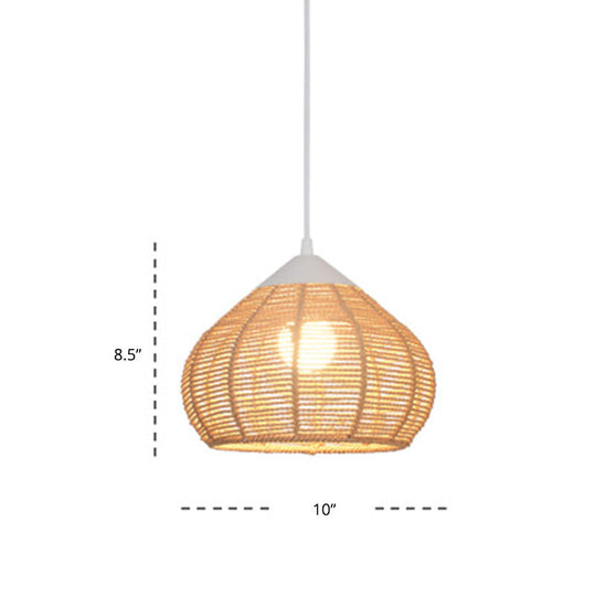 Waterdrop Pendant Light With Minimalist Design And Hemp Rope - Ideal For Bedside Lighting White /