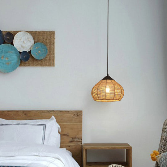 Waterdrop Pendant Light With Minimalist Design And Hemp Rope - Ideal For Bedside Lighting