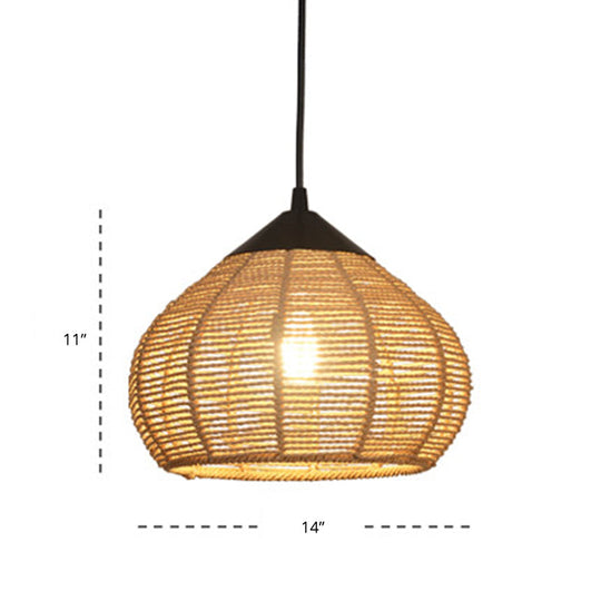 Waterdrop Pendant Light With Minimalist Design And Hemp Rope - Ideal For Bedside Lighting Black / 14