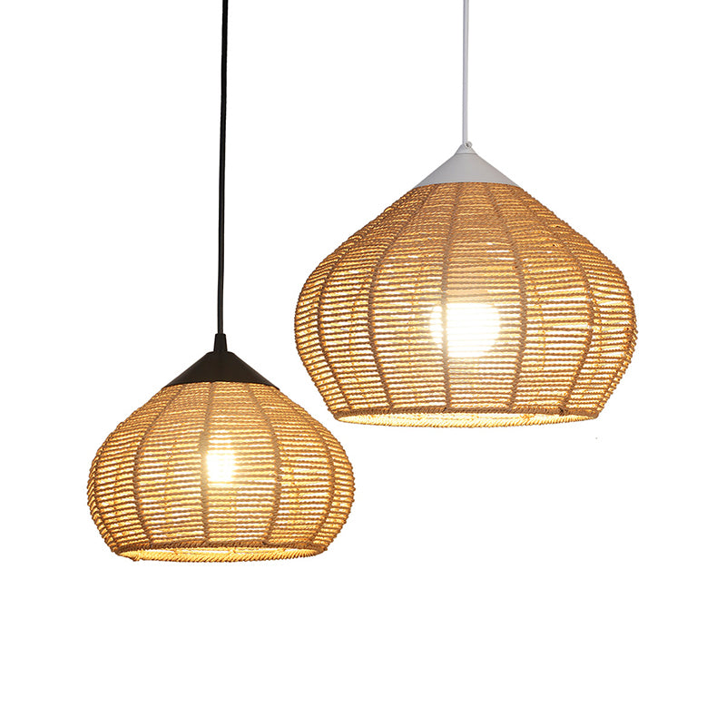 Waterdrop Pendant Light With Minimalist Design And Hemp Rope - Ideal For Bedside Lighting