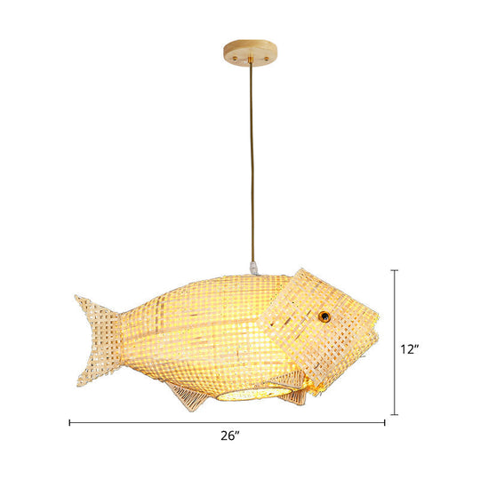 Bamboo Fish Pendant Light: Southeast Asian Beige Ceiling Light For Restaurants / 26