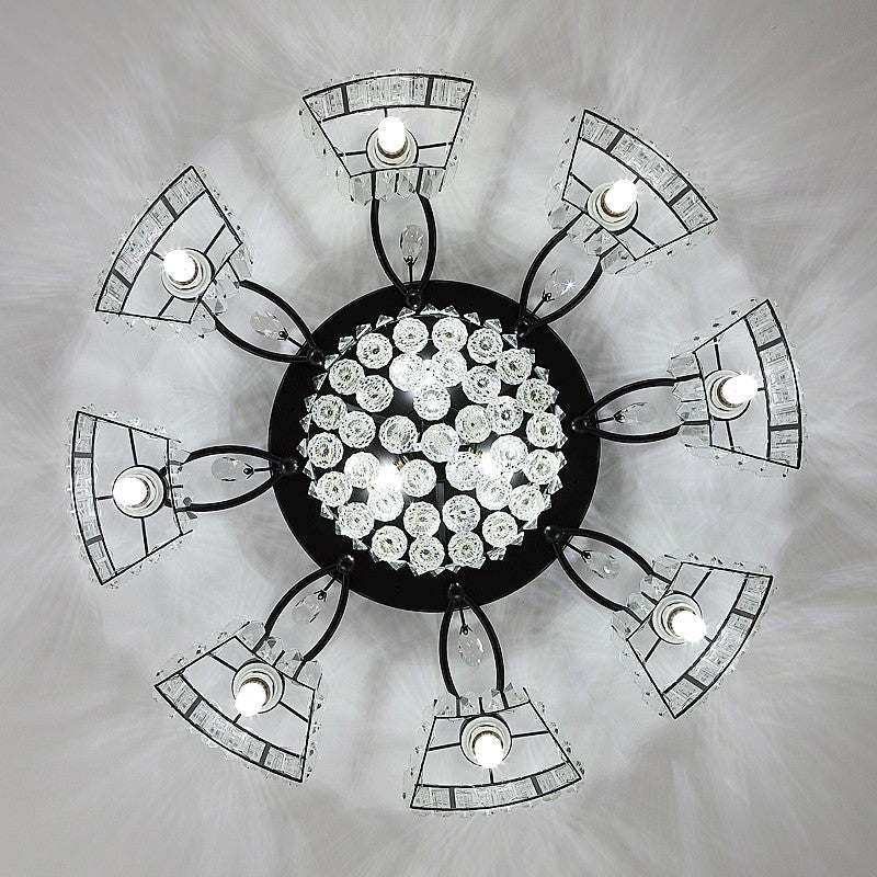 Minimalist Black Prismatic Crystal Bedroom Ceiling Lamp - Semi Mount Lighting