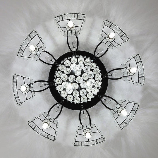 Minimalist Black Prismatic Crystal Bedroom Ceiling Lamp - Semi Mount Lighting