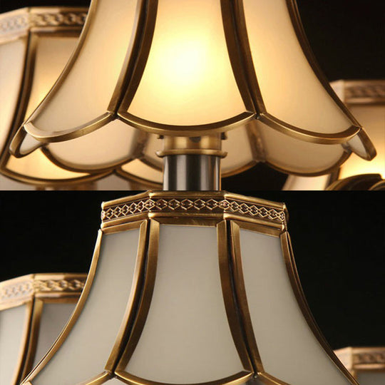 Scalloped Black and Brass Pendant Light with Crystal Deco - Traditional Dining Room Chandelier