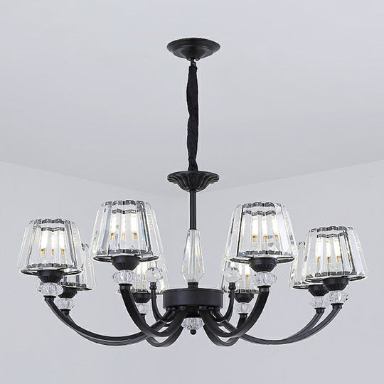 Minimalist Black Crystal Chandelier With Arched Suspension Arm 8 /