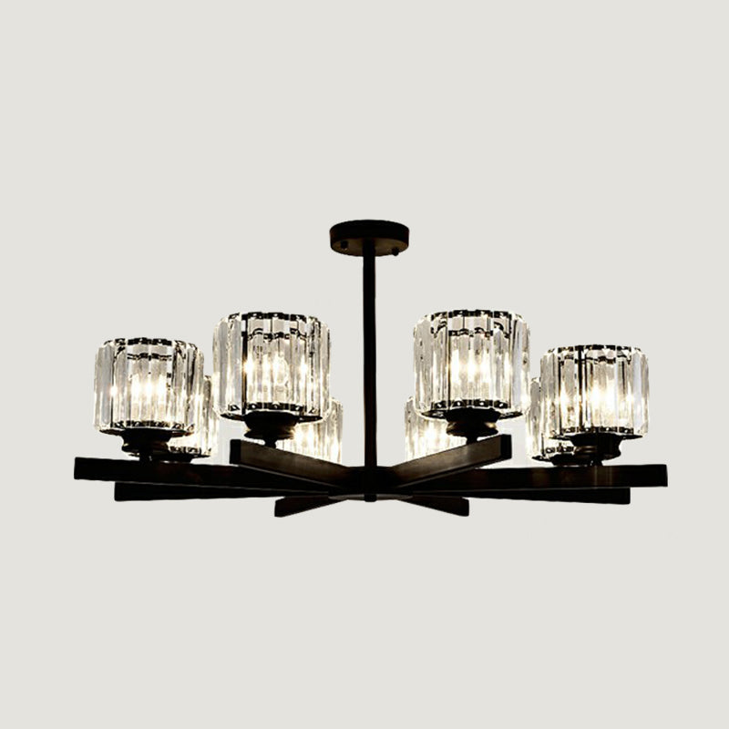 Minimalistic Cylindrical Crystal Ceiling Lamp: Elegant Lighting For Living Room 8 / Black