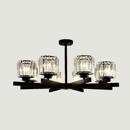 Minimalistic Cylindrical Crystal Ceiling Lamp: Elegant Lighting For Living Room 8 / Black