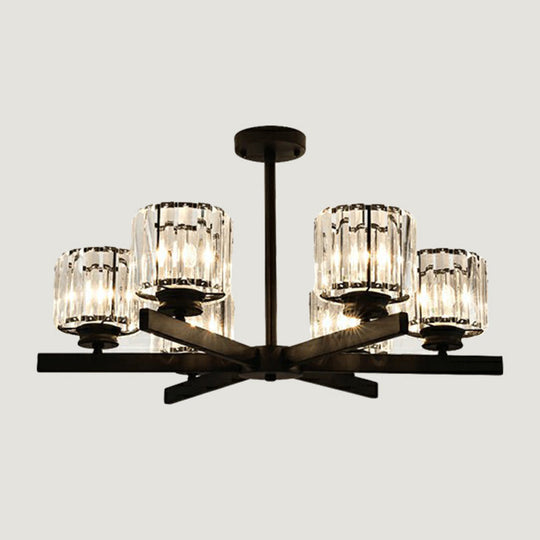 Minimalistic Cylindrical Crystal Ceiling Lamp: Elegant Lighting For Living Room 6 / Black