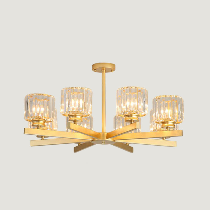 Minimalistic Cylindrical Crystal Ceiling Lamp: Elegant Lighting For Living Room 8 / Gold