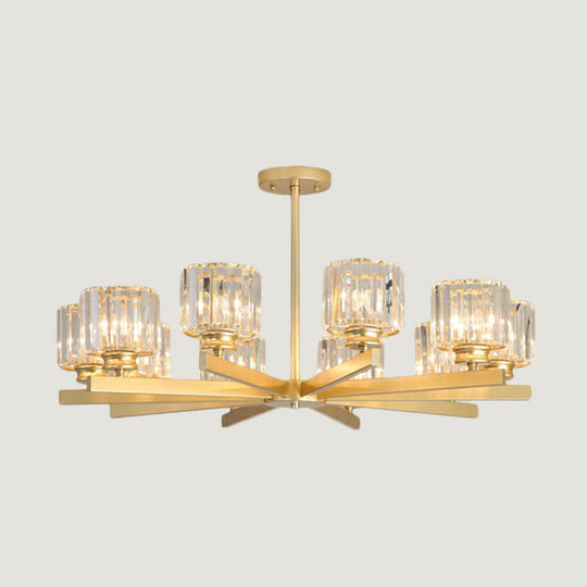 Minimalistic Cylindrical Crystal Ceiling Lamp: Elegant Lighting For Living Room 10 / Gold