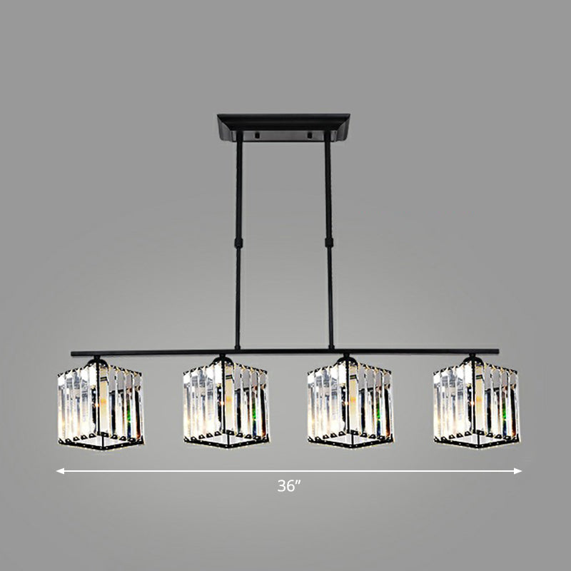 Minimalist Black Crystal Ceiling Chandelier For Restaurants - Geometric Design 4 / Square Plate