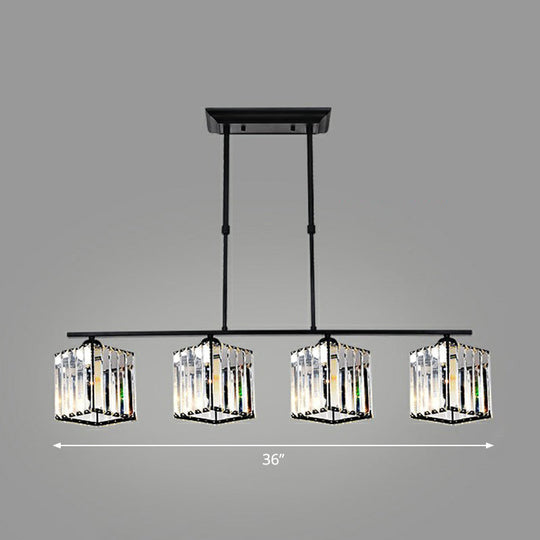 Minimalist Black Crystal Ceiling Chandelier For Restaurants - Geometric Design 4 / Square Plate