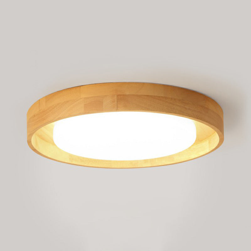 Ultrathin Round Wooden Nordic Led Ceiling Light - Flushmount For Bedroom