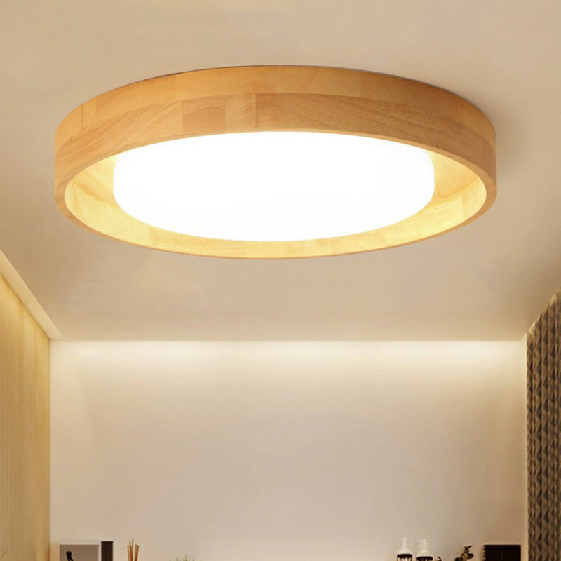 Ultrathin Round Wooden Nordic Led Ceiling Light - Flushmount For Bedroom