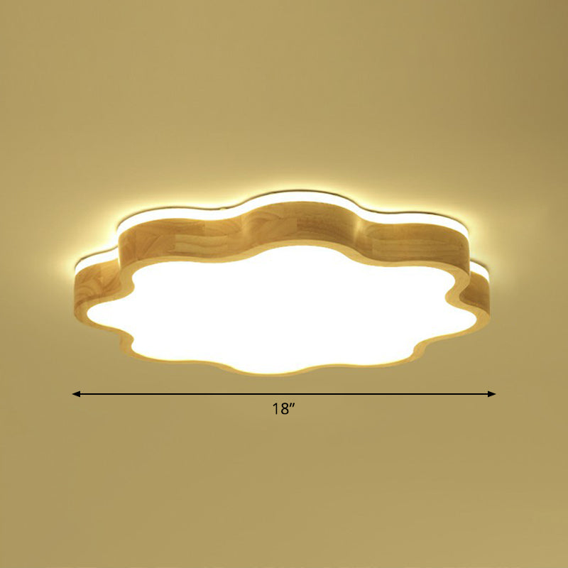 Wood Led Floral Flush Mount Ceiling Light For Bedroom / 18 Third Gear