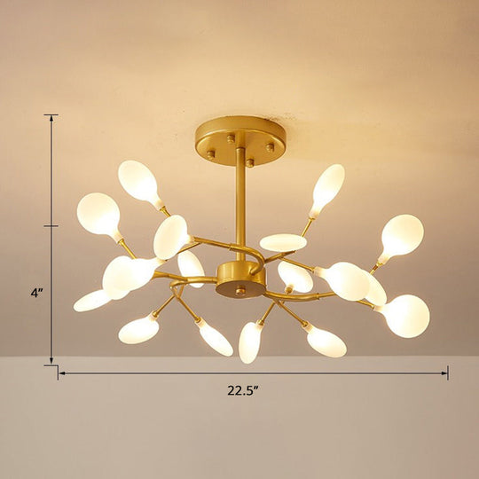 Brass Postmodern Leaf Metal Chandelier Pendant Light - Led Hanging For Living Room 18 / Cream