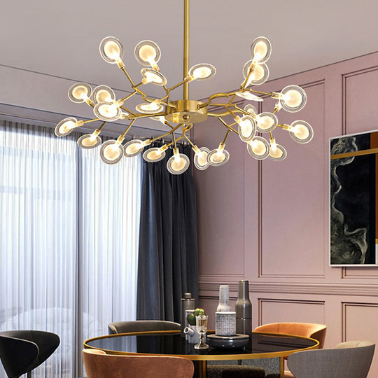 Postmodern Heracleum Chandelier Lamp: Blown Glass 30 Bulbs Living Room Pendant Light