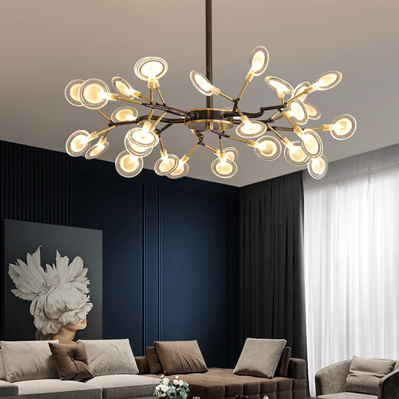 Postmodern Heracleum Chandelier Lamp: Blown Glass 30 Bulbs Living Room Pendant Light