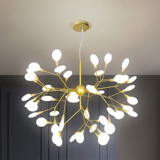 Gold Acrylic Firefly Chandelier: Nordic Style Led Pendant Lamp For Restaurants