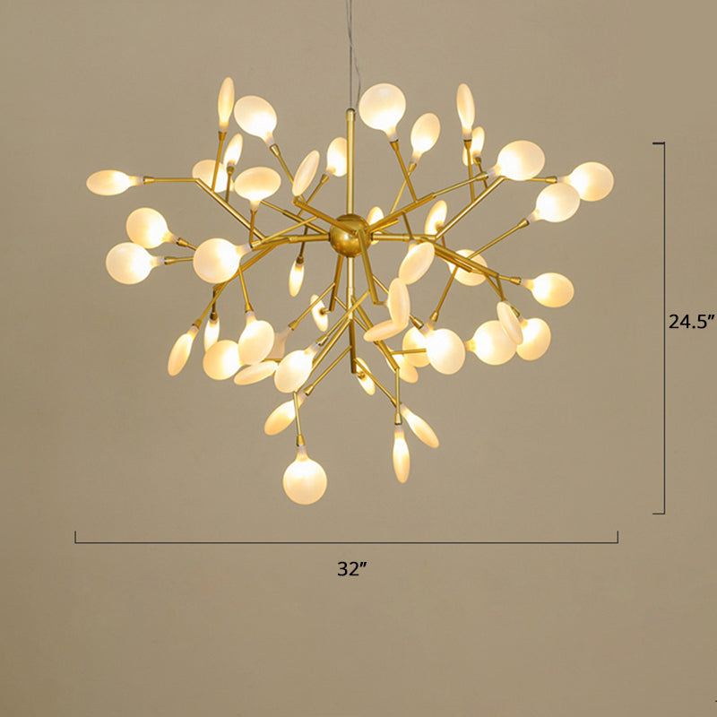 Gold Acrylic Firefly Chandelier: Nordic Style Led Pendant Lamp For Restaurants 45 /