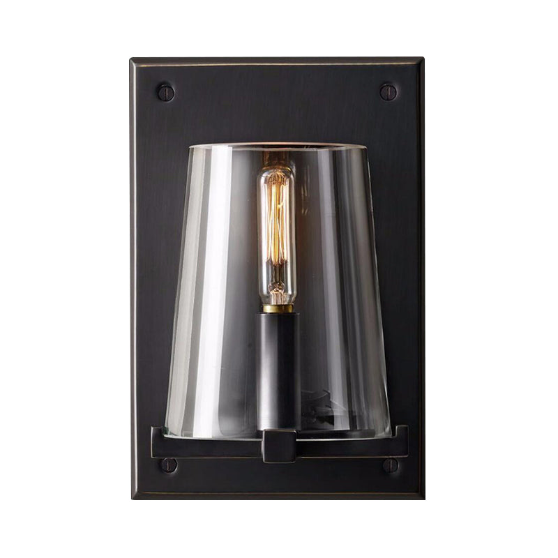 Black/Gold Sconce Lamp With Clear Glass Shade - Ideal For Living Room Wall Lighting