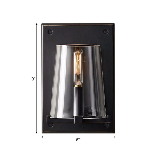 Black/Gold Sconce Lamp With Clear Glass Shade - Ideal For Living Room Wall Lighting