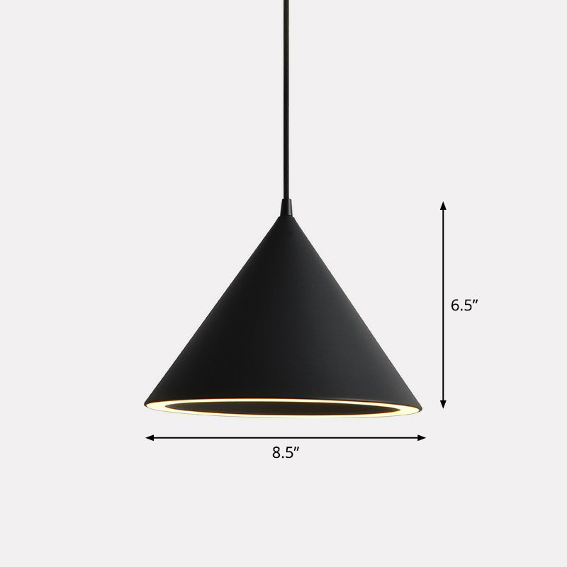 Nordic Style Aluminum Conic Pendant Light With Led For Dining Room Ceiling