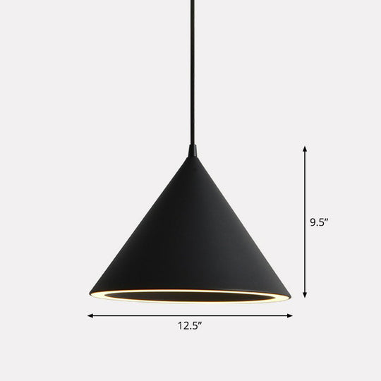 Nordic Style Aluminum Conic Pendant Light With Led For Dining Room Ceiling