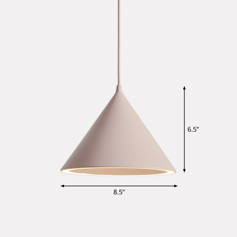 Nordic Style Aluminum Conic Pendant Light With Led For Dining Room Ceiling Pink / 8.5