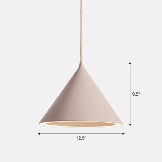 Nordic Style Aluminum Conic Pendant Light With Led For Dining Room Ceiling