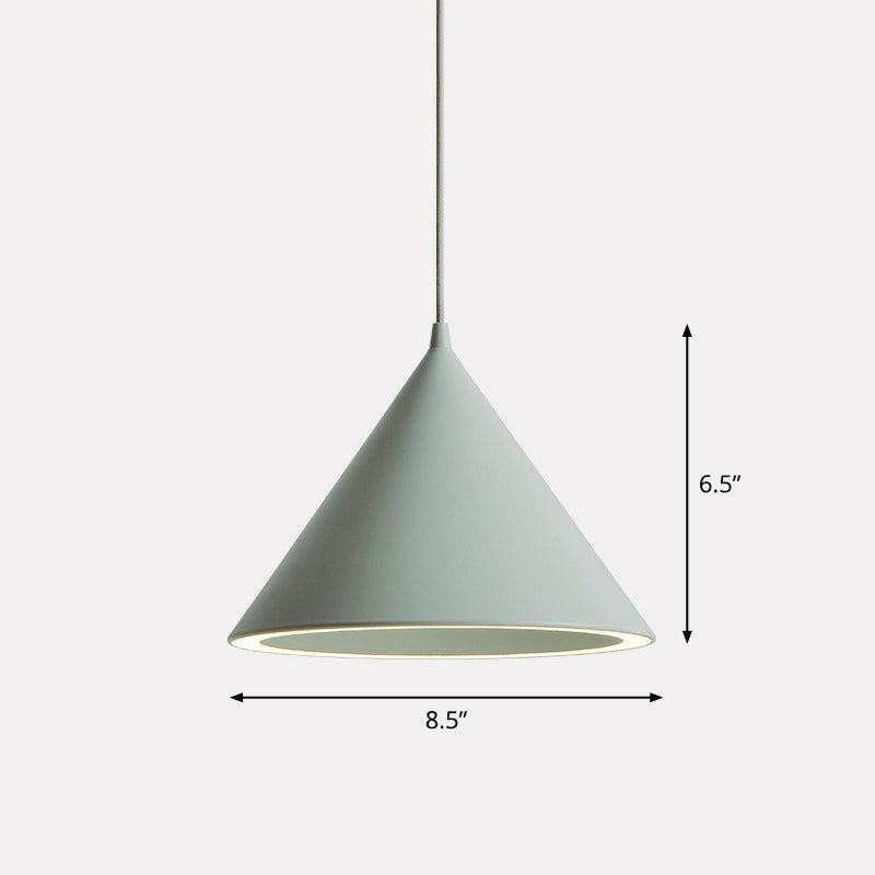 Nordic Style Aluminum Conic Pendant Light With Led For Dining Room Ceiling