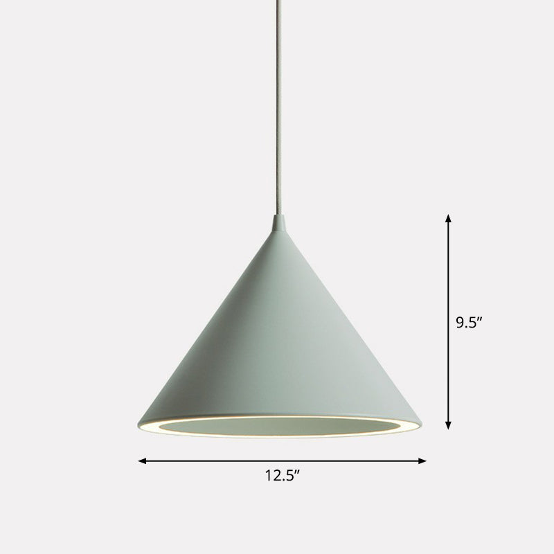 Nordic Style Aluminum Conic Pendant Light With Led For Dining Room Ceiling