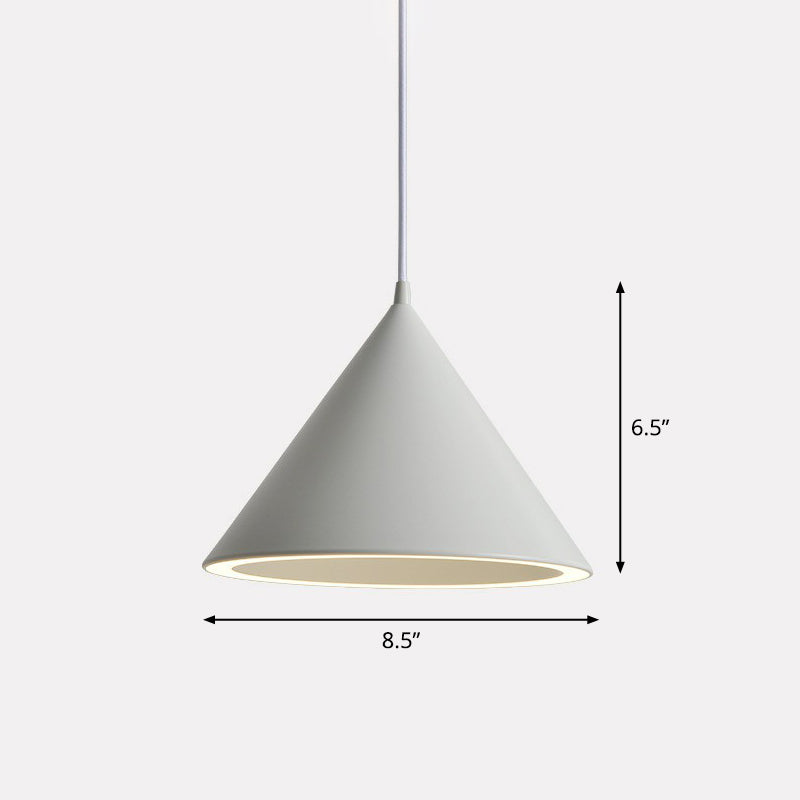 Nordic Style Aluminum Conic Pendant Light With Led For Dining Room Ceiling