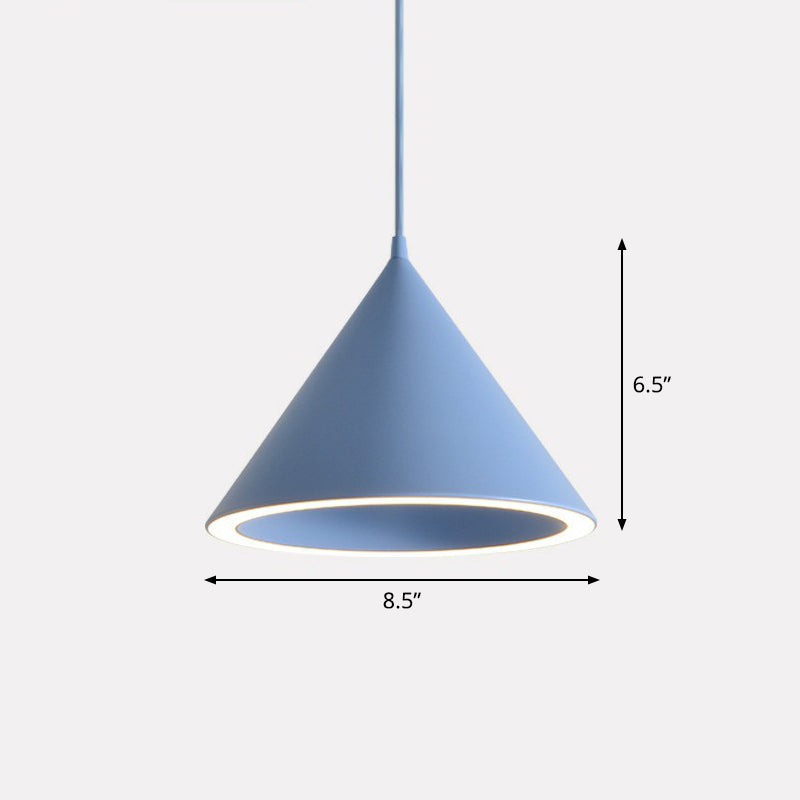 Nordic Style Aluminum Conic Pendant Light With Led For Dining Room Ceiling