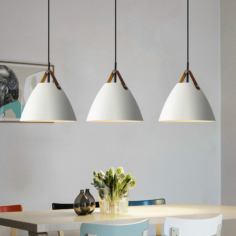 Metallic Macaron Pendant Lamp With Acrylic Diffuser - Dining Room Ceiling Light White / 10.5