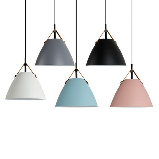 Metallic Macaron Pendant Lamp With Acrylic Diffuser - Dining Room Ceiling Light Black / 10.5