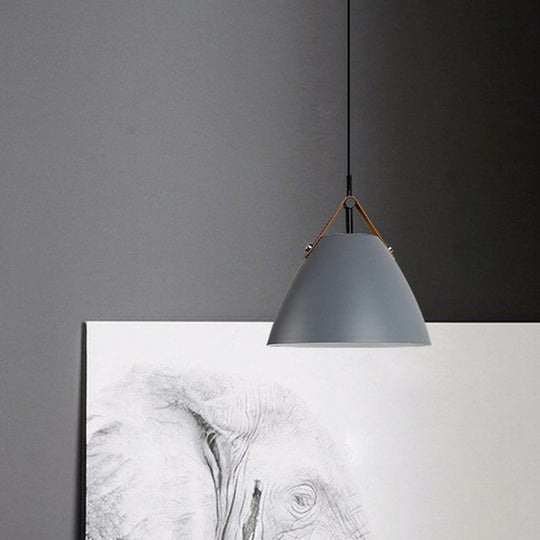 Metallic Macaron Pendant Lamp With Acrylic Diffuser - Dining Room Ceiling Light Grey / 10.5