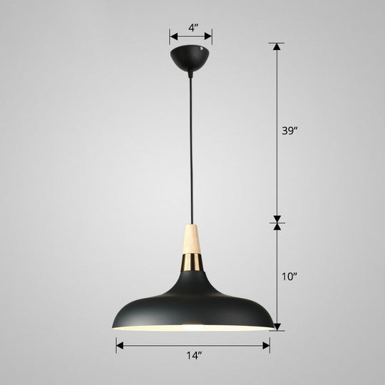 Aluminum Onion Pendant Light - Single-Bulb Hanging Fixture For Dining Table Black / 14