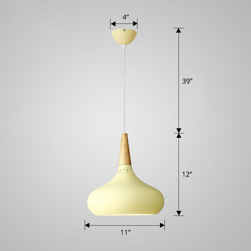 Aluminum Onion Pendant Light - Single-Bulb Hanging Fixture For Dining Table Yellow / 11