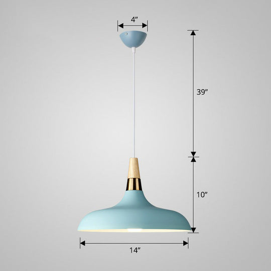 Aluminum Onion Pendant Light - Single-Bulb Hanging Fixture For Dining Table Blue / 14